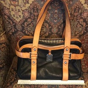 SOLD L.A.M.B. Black Tan Soft Leather Satchel EUC